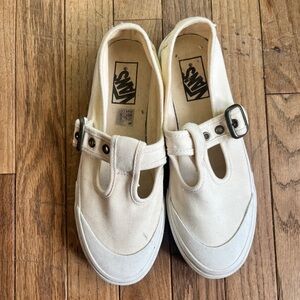 Vans Cream Canvas Buckle Mary Janes